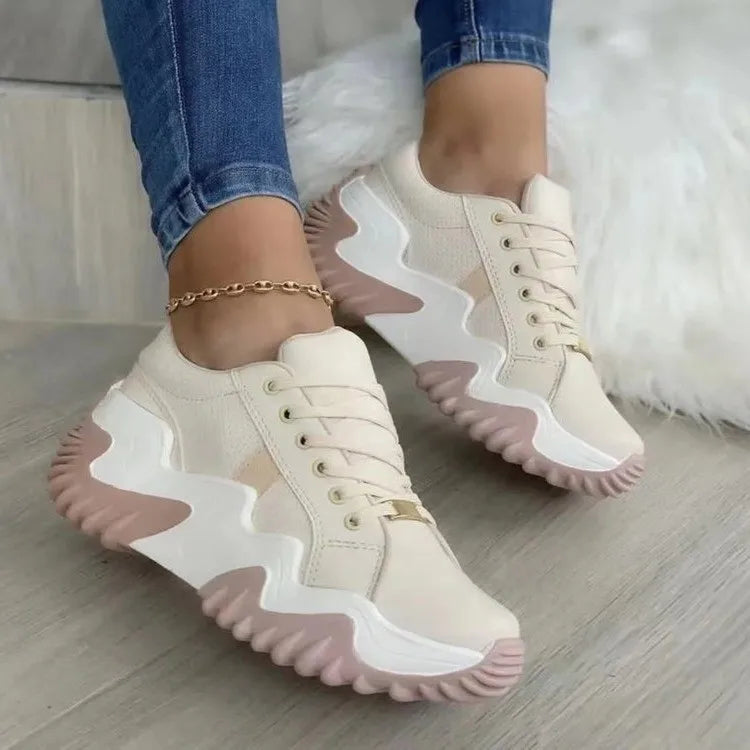 Damen Bequeme Klobige Sneakers mit Langlebigen Sohlen