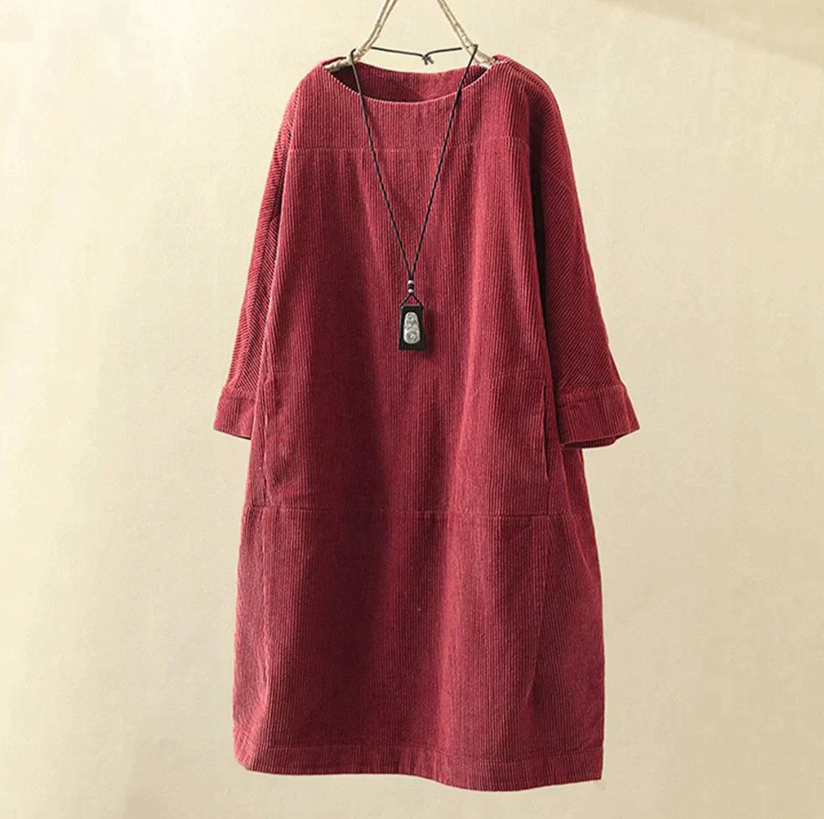 Variant image for Damen Stylisches Kord Kleid mit Bequemer Passform-1
