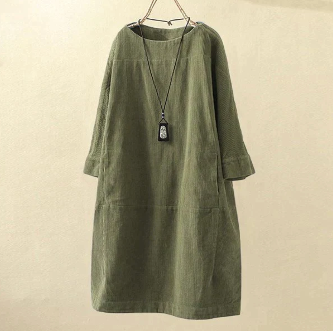 Damen Stylisches Kord Kleid mit Bequemer Passform