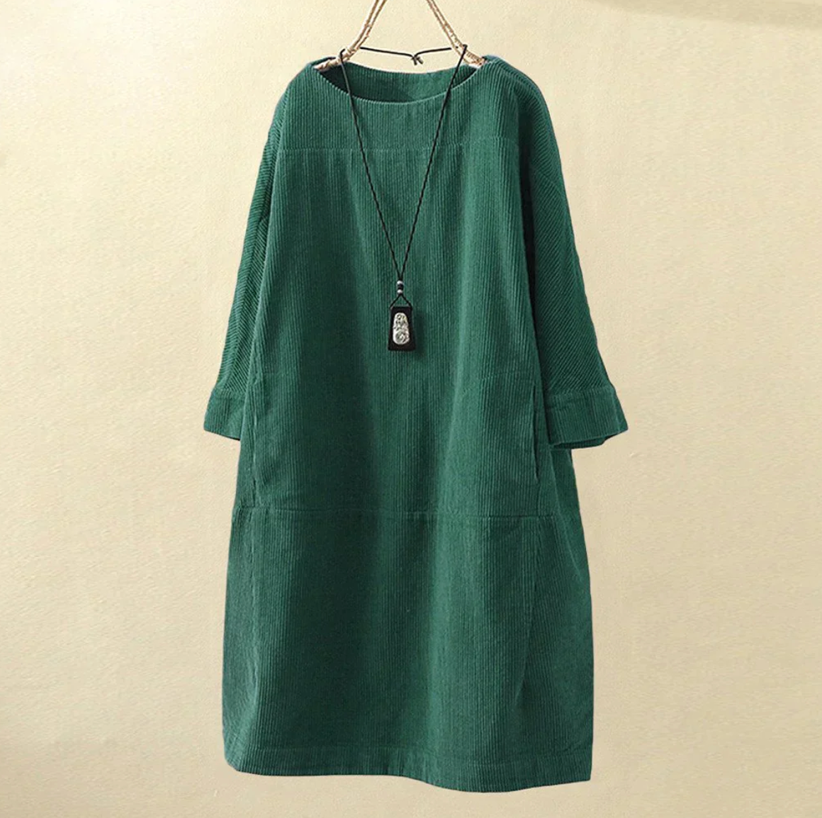 Damen Stylisches Kord Kleid mit Bequemer Passform