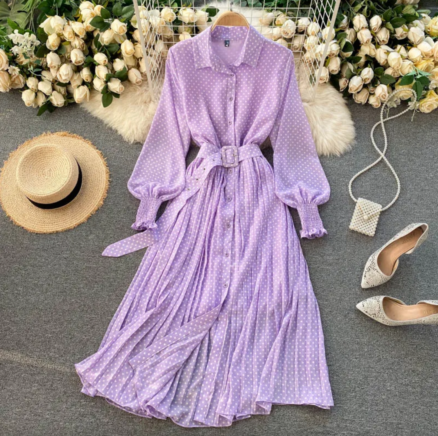 Damen Leichtes Festliches Kleid mit Frühlingshaften Details