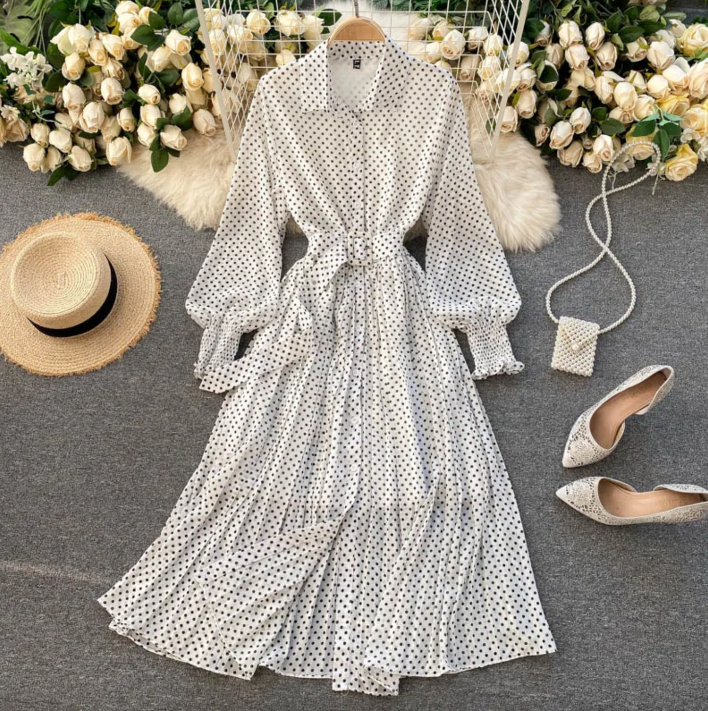 Damen Leichtes Festliches Kleid mit Frühlingshaften Details