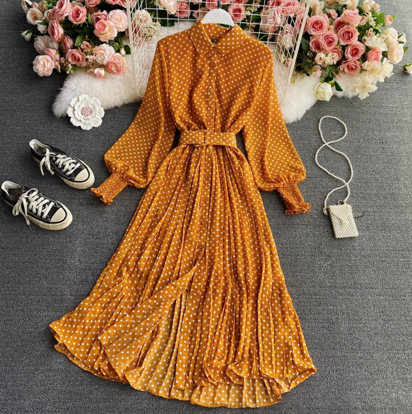 Damen Leichtes Festliches Kleid mit Frühlingshaften Details