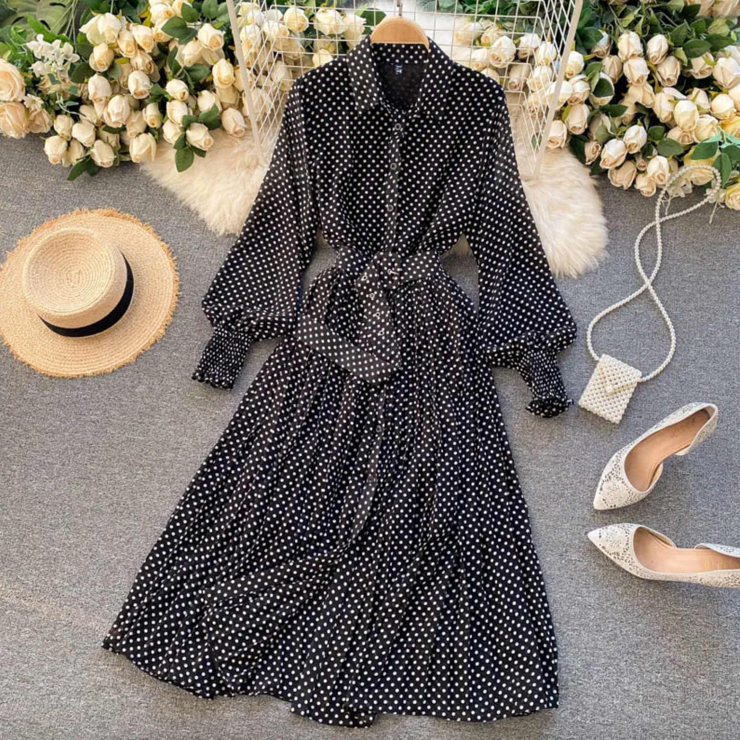 Damen Leichtes Festliches Kleid mit Frühlingshaften Details