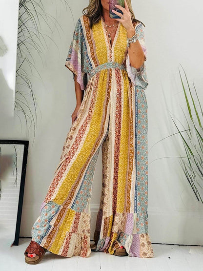 Annabel - Boho V-Ausschnitt Jumpsuit - Schick - Material - Ideal für Partys