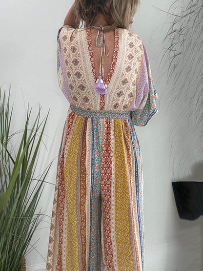 Annabel - Boho V-Ausschnitt Jumpsuit - Schick - Material - Ideal für Partys