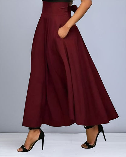 Shaleigh - Eleganter Maxi Rock mit Schleifengürtel - für Damen | Formelle Anlässe