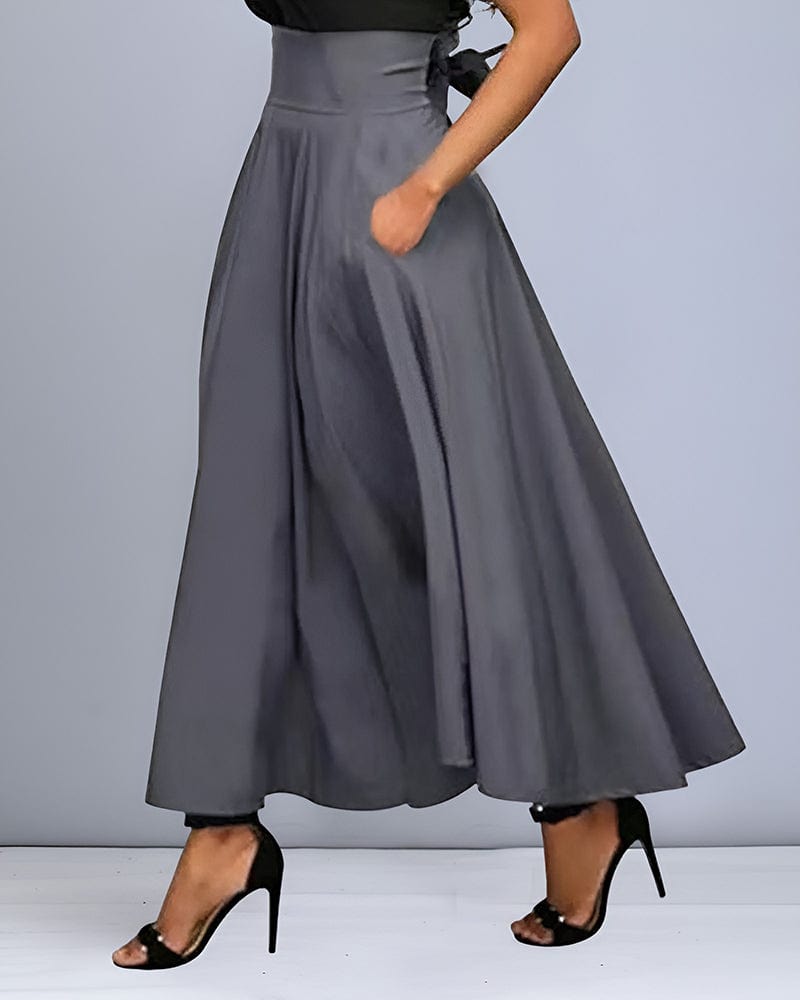 Shaleigh - Eleganter Maxi Rock mit Schleifengürtel - für Damen | Formelle Anlässe