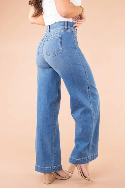 Helmina - Flared Jeans - Klassiker - Blau Hochwertiger Denim / Vielseitiges Design - Alltagstauglich