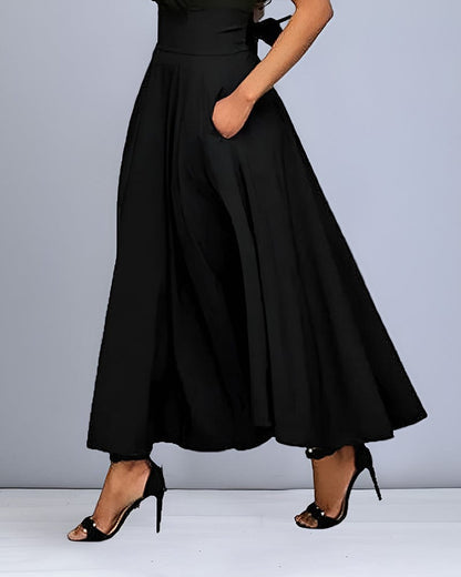 Shaleigh - Eleganter Maxi Rock mit Schleifengürtel - für Damen | Formelle Anlässe