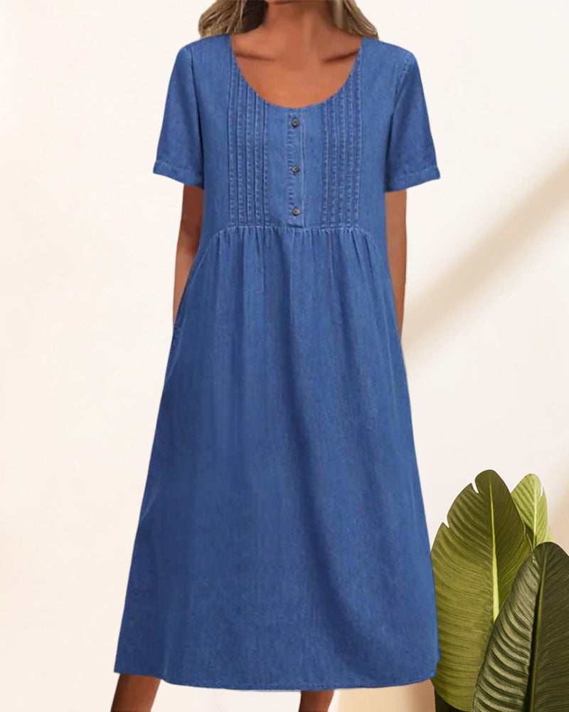 Darline - Lässiges Rundhals Kleid- Lässig - Moderner Stil - Ideal für den Sommer