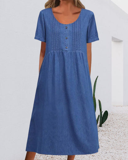 Darline - Lässiges Rundhals Kleid- Lässig - Moderner Stil - Ideal für den Sommer