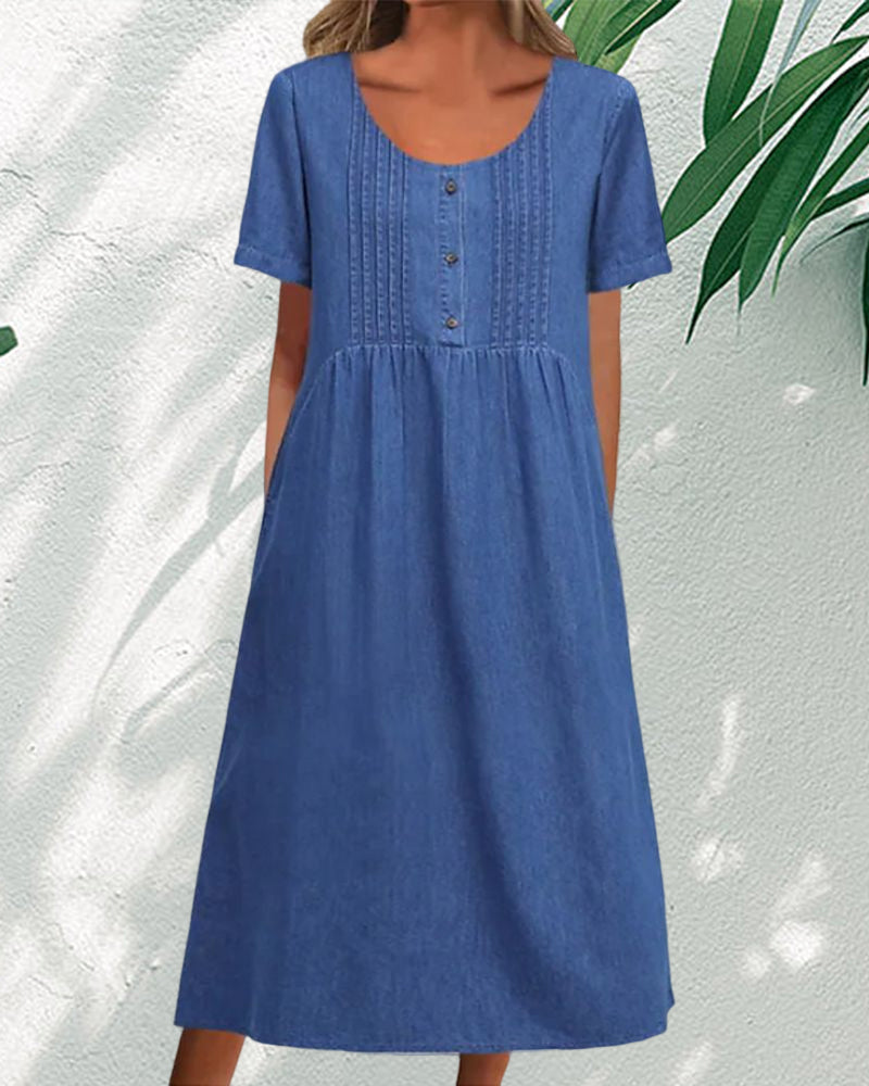 Darline - Lässiges Rundhals Kleid- Lässig - Moderner Stil - Ideal für den Sommer