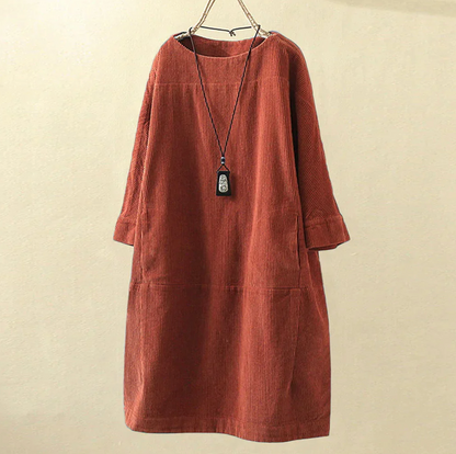 Damen Stylisches Kord Kleid mit Bequemer Passform