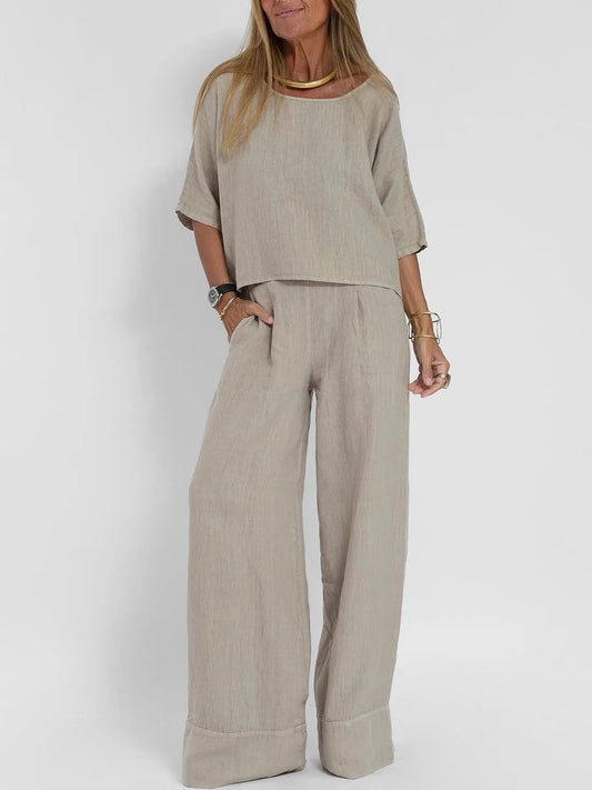 Damen Atmungsaktives Lässiges Outfit-Set mit Koordiniertem Top und Hose