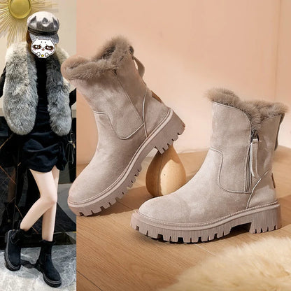 Casual Wildleder Stiefeletten mit Reißverschluss und Absatz für Damen | Perfekt für den Alltag