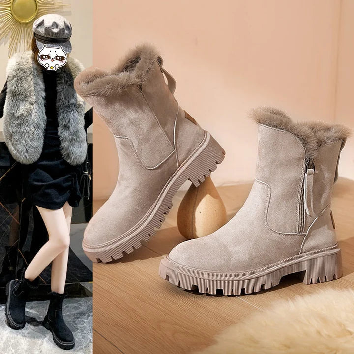 Elegante Wildleder Stiefeletten mit Reißverschluss und Absatz für Damen | Perfekt für den Alltag