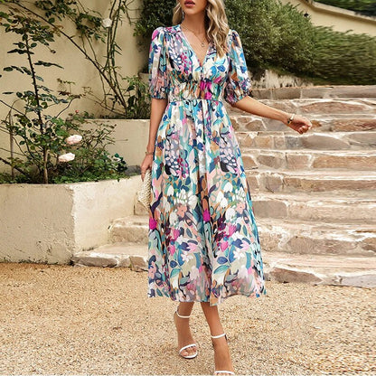 Emelina - Maxikleid mit V-Ausschnitt - Schick - H Moderner Stil - Ideal für den Sommer