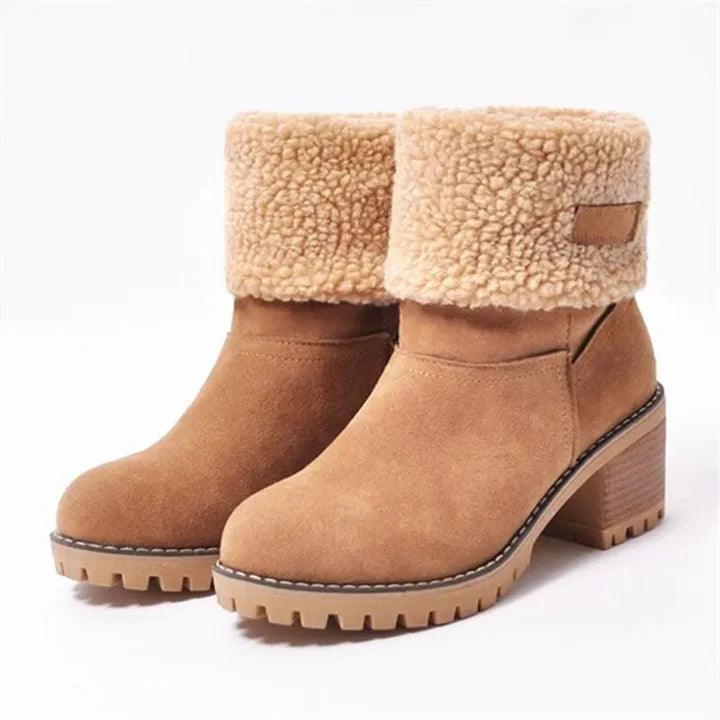 Warme Bequeme Wildleder Stiefeletten mit Absatz für Damen | Ideal für Herbst/Winter