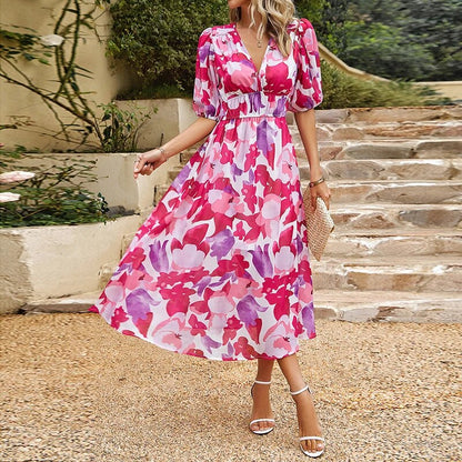 Emelina - Maxikleid mit V-Ausschnitt - Schick - H Moderner Stil - Ideal für den Sommer