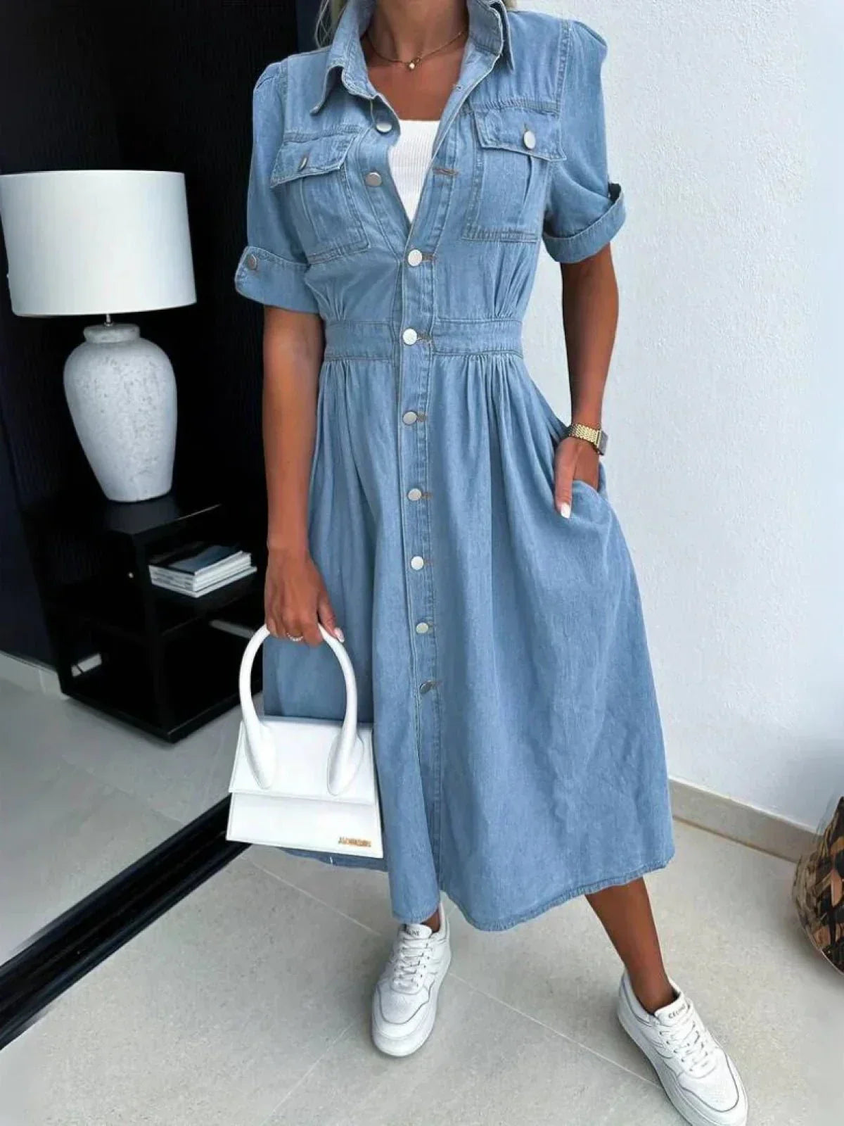 Fenja - Midikleid- Elegante- Denim - Ideal für den Sommer