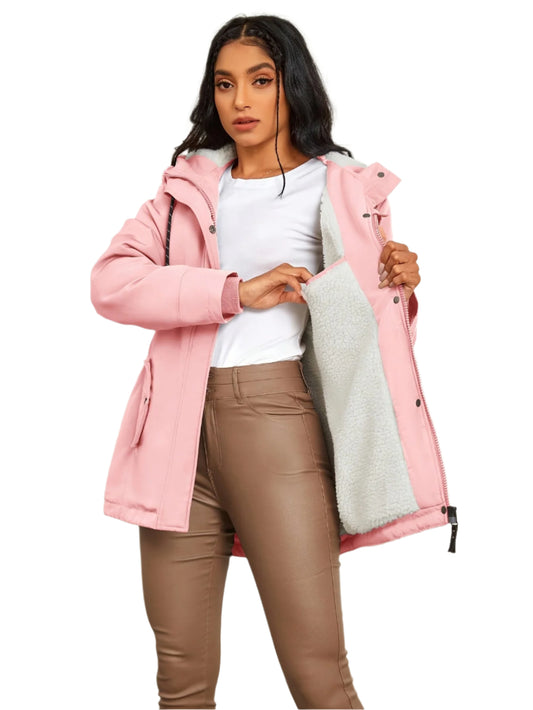 Winter-Fleece-Parka mit Kapuze für Damen | Ideal für Outdoor-Aktivitäten