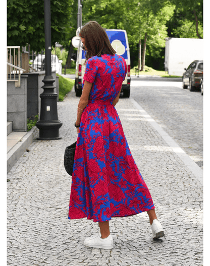 Celine - Bedrucktes V-Ausschnit Kleid - Schick - Hochwertige Moderner Stil - Perfekt für Legere Tage